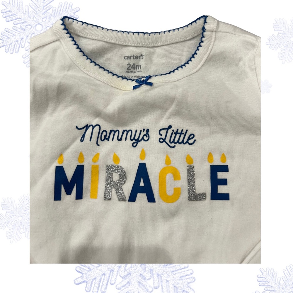 Carter's White Onesie with Blue, Yellow, and Silver Design